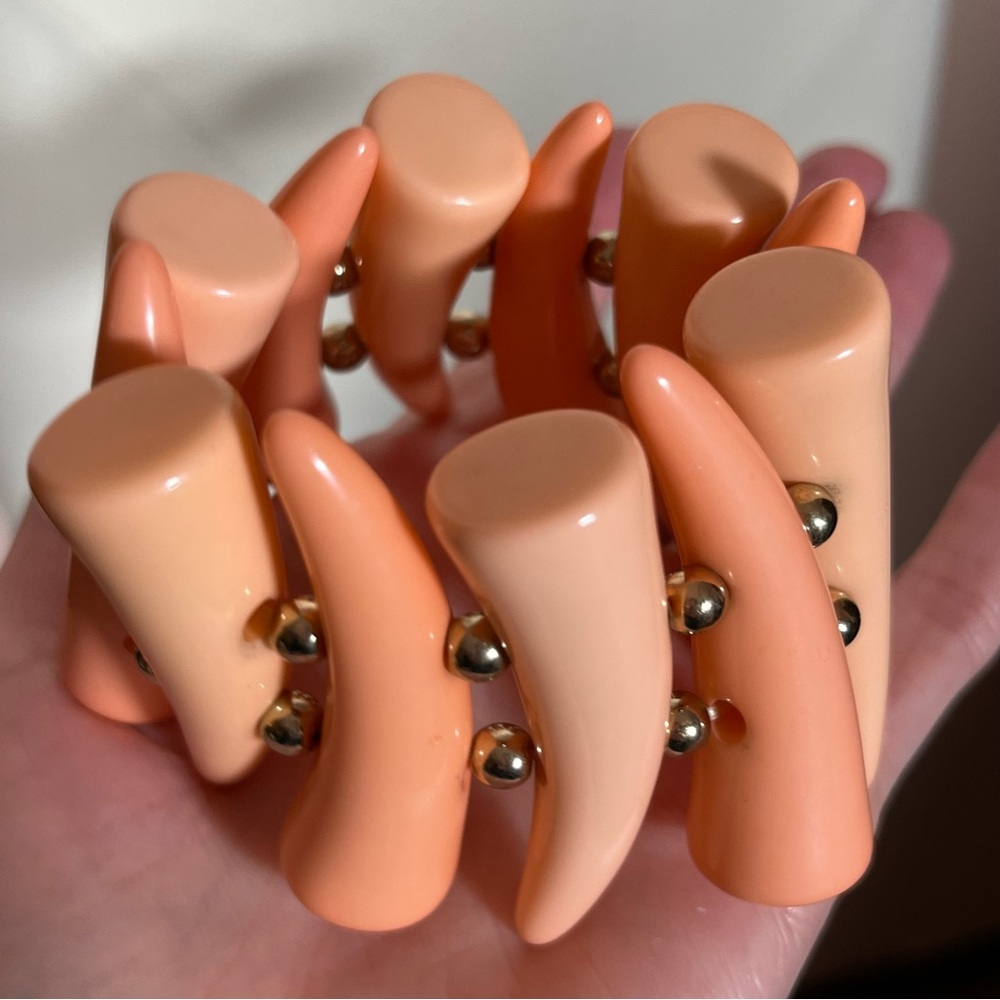 Vintage Retro Art Deco Oversized Orange Chunky Lucite wide Bracelet